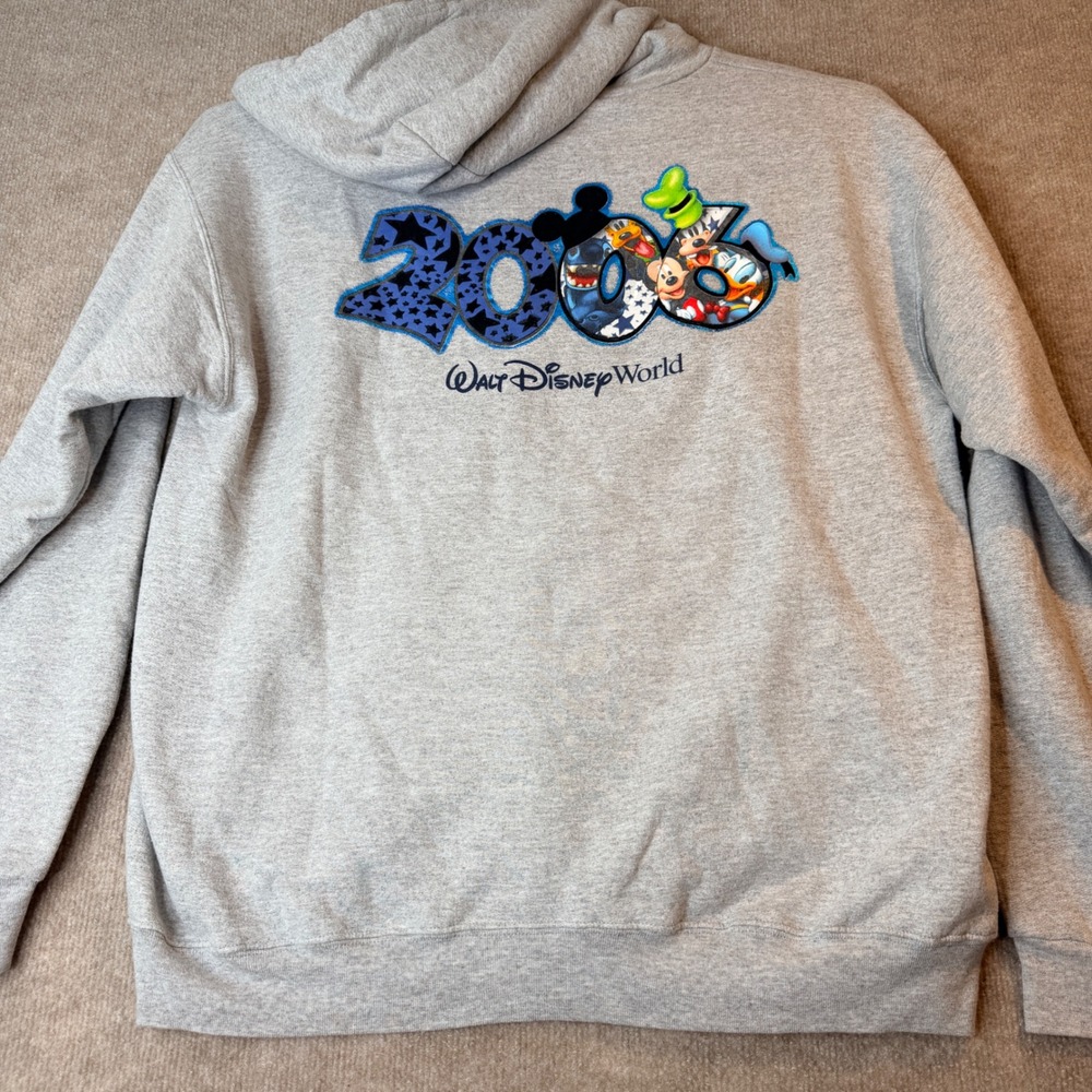 Disney World 2006 Zip Up Hoodie XL Gray Mickey Stitch Goofy Vintage Graphic - Picture 8 of 16